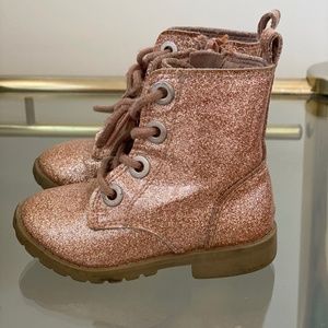 PINK GLITTER COMBAT BOOTS